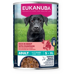 EUKANUBA Nassfutter für ausgewachsene Hunde, reich an Rindfleisch und Kürbis 400g