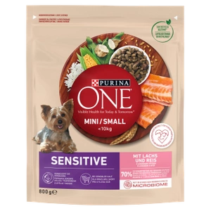 PURINA ONE Mini Delicate Lachs, Reis - Trockenfutter für Hunde - 800 g
