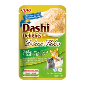 INABA Dashi Delights Zarte Flocken Huhn mit Thunfisch und Jakobsmuschel Rezept 40g