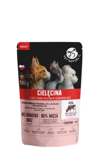 PetRepublic fein gehackte Stücke in milder Soße Kalbfleisch 100g für Katzen