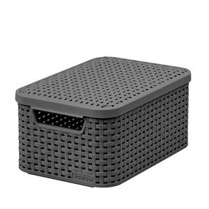 Curver Korb mit Deckel Rattan Style S grau