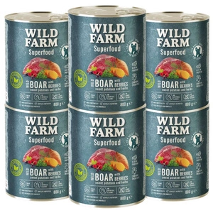 WILD FARM Superfood Wildschwein (Hirschfleisch mit Süßkartoffeln, Beeren und Kräutern) 6x800g getreidefreies Hundefutter