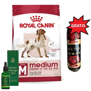 ROYAL CANIN Medium Adult 15kg & LAB-V Omega 3 und 6 + Hektor 900g GRATIS!