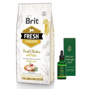 Brit Fresh Chicken & Potato Adult Great Life 12kg + LAB-V Omega 3 und 6 50ml