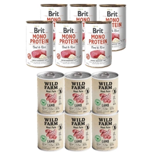 BRIT Mono Protein Beef & Rice 6x400g + Wild Farm Pate Lamb 6x400g glutenfreies Hundefutter