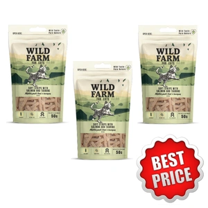 WILD FARM soft strips Lachs mit Taurin 3x50g Katzenleckerli