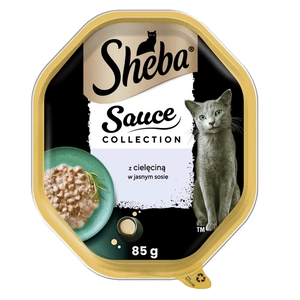 SHEBA Sauce Collection Schale 85 g – Alleinfuttermittel für ausgewachsene Katzen, Stücke mit Kalbfleisch, in Sauce
