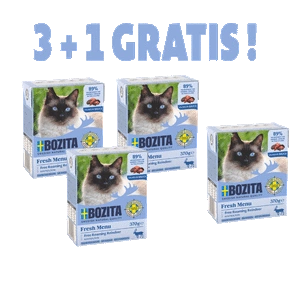 Bozita Feline Häppchen in Soße, Rentier 3x370g  + 1x370g GRATIS !!!