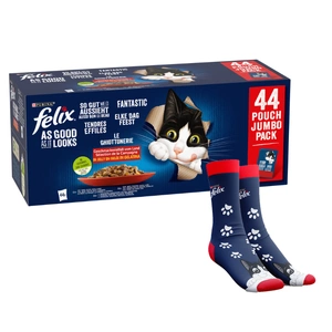Felix Fantastic MIX Geschmacksrichtungen in Gelee: 44x85g + Felix Socken GRATIS