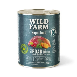 WILD FARM Superfood Wildschwein (Hirschfleisch mit Süßkartoffeln, Beeren und Kräutern) 800g getreidefreies Hundefutter
