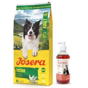 JOSERA Festival 12.5kg + LAB V Lachsöl für Hunde und Katzen 500ml