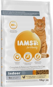 IAMS-Trockenfutter für Vitality Indoor für erwachsene und ältere Katzen, die nicht zu Hause leben, Huhn 10kg