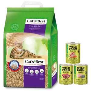 JRS Cats Best Nature Gold 20l / 10kg + WILD FARM Premium getreidefreies MIX 3x400g