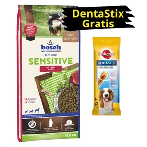 Bosch Sensitive - Lamm & Reis 15kg + PEDIGREE DentaStix GRATIS!
