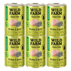 WILD FARM Premium Grain Free Huhn und Sprotten 6x400g - getreidefreies Katzenfutter