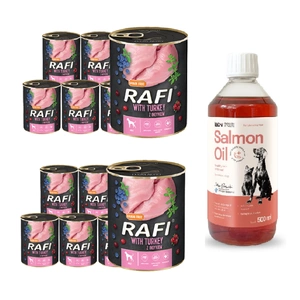 DOLINA NOTECI RAFI, Pute 12x800g + LAB V Lachsöl für Hunde und Katzen 1000ml