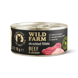 WILD FARM Fillets Rind & Huhn 70g - getreidefreies Katzennassfutter in Brühe