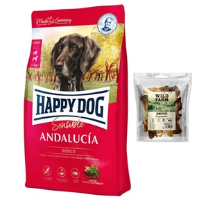 Happy Dog Supreme Andalusien 11kg + WILD FARM Lammohren 300g Hundeleckerli