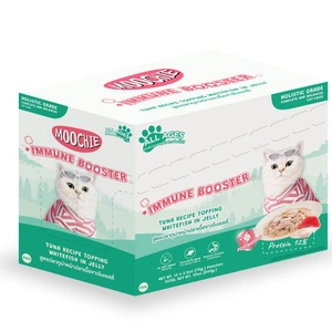 MOOCHIE Immune Booster Thunfisch-Rezeptur Topping Weißfisch in Gelee (Stärkt das Immunsystem) 12x70g