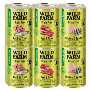 WILD FARM Premium getreidefreies MIX 12x400g - getreidefreies Katzenfutter