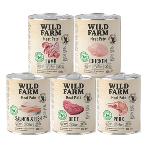 WILD FARM Pastete MIX 5x800g glutenfreies Hundefutter