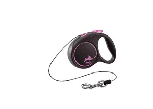 FLEXI Black Design pinke Leine XS - 3m bis 8kg - Seil