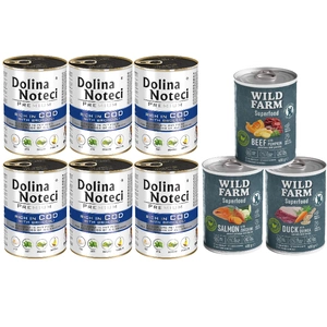 Dolina Noteci Premium Kabeljau mit Brokkoli 6x400g + Wild Farm Superfood MIX 3x400g