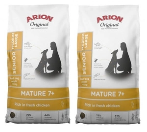 ARION Original Mature 7+ Senior Medium & Large Chicken Trockenfutter für Hunde 2x12 kg