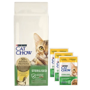 PURINA Cat Chow Special Care Sterilised 15kg + CAT CHOW Sterilised 3x85g