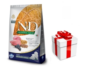 Farmina N&D Ancestral Grain canine LAMB & BLUEBERRY PUPPY MEDIUM & MAXI 12 kg + Überraschung für den Hund