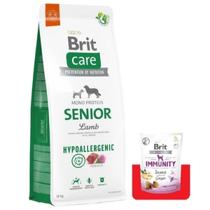 BRIT CARE Hypoallergenes Senior Lamm 12kg + Brit Care Snack Immunity 150g