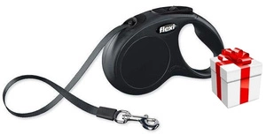 FLEXI New Classic Gurt L-8m schwarz, für Hunde bis 50kg + Überraschung für den Hund