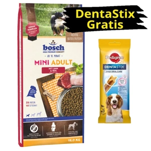 bosch Mini Adult Lamm & Reis 15kg + PEDIGREE DentaStix GRATIS!