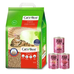Cat's Best Eco Plus Katzenstreu 20l / 8.6kg + WILD FARM Pate MIX 3x400g