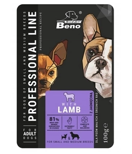 SUPER BENO Adult Beutel für kleine und mittlere Hunde mit Lammfleisch 100g