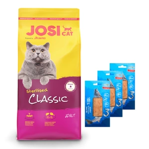 JOSERA JosiCat Classic Sterilised 18kg + Love4Pet Lachsfilet 3x30g Lachsfilet