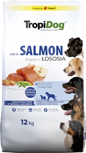 TROPIDOG Premium Adult mittlere und große Rassen reich an Lachs und Reis 12 kg