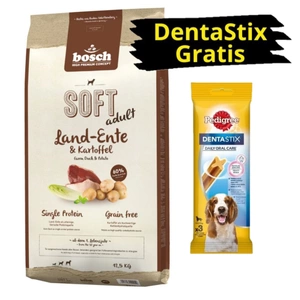 Bosch Soft Adult Duck & Kartoffeln 12,5 kg + PEDIGREE DentaStix GRATIS!