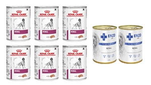 ROYAL CANIN Renal Canine 6x410g + ENZO VET Renal Diät für Nierenerkrankungen mit Rindfleisch für Hunde 2x400g