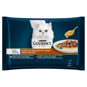GOURMET Perle Nassfutter für ausgewachsene Katzen Huhn Rind in Sauce 4x 85g