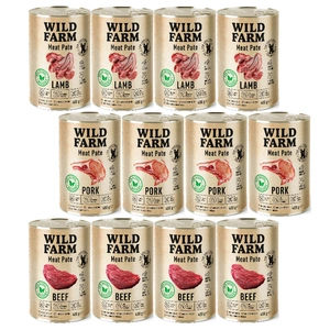 Wild Farm Pate MIX 12x400g glutenfreies Hundefutter