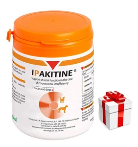 VETOQUINOL Ipakitin 180g für Katzen und Hunde zur Verbesserung der Nierenfunktion + Überraschung für den Hund
