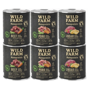 WILD FARM Monoprotein MIX 6x800 g hypoallergenes Hundefutter