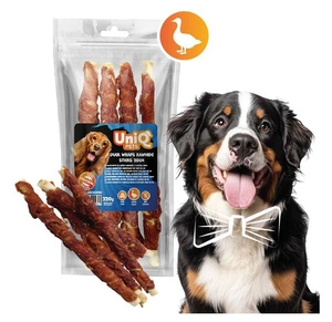 UNIQ PETS Hundesnacks 320g Langer Rinderhautstab mit Ente 28cm