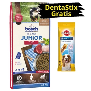 BOSCH Junior Lamm & Reis 15 kg + PEDIGREE DentaStix GRATIS!