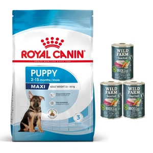 ROYAL CANIN Maxi Puppy 15kg + Wild Farm Superfood Duck 3x400g