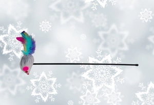 TRIXIE Eine Angelrute mit Maus und Ratsche am Stock für eine Katze