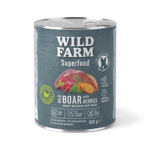 WILD FARM Superfood Wildschwein (Hirschfleisch mit Süßkartoffeln, Beeren und Kräutern) 800g getreidefreies Hundefutter
