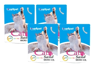 Silikon-Katzenstreu Sand Micro - PH Control 4x3.8l ( Wechselt die Farbe, um frühe Anzeichen von Krankheiten zu erkennen)