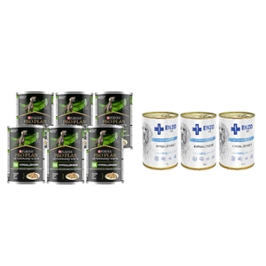 PURINA Veterinary PVD HA Hypoallergenic Mush 6x400g + ENZO VET Hypoallergenes Futter mit Pute für Hunde 3x400g